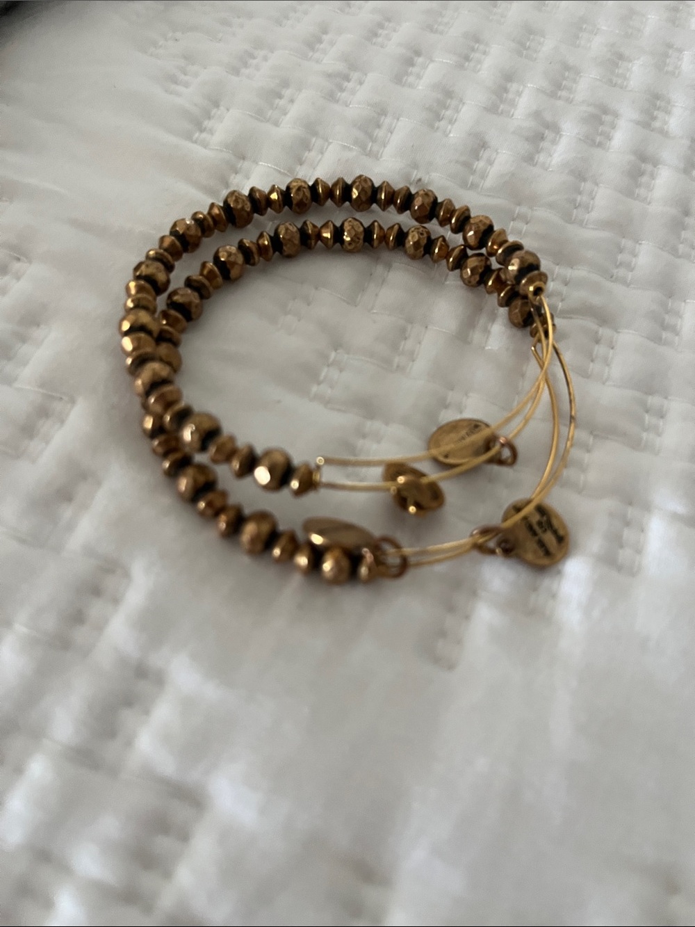 Alex & ani copper Gold Beaded Women's Bracelet - Elegant Minimalist Design